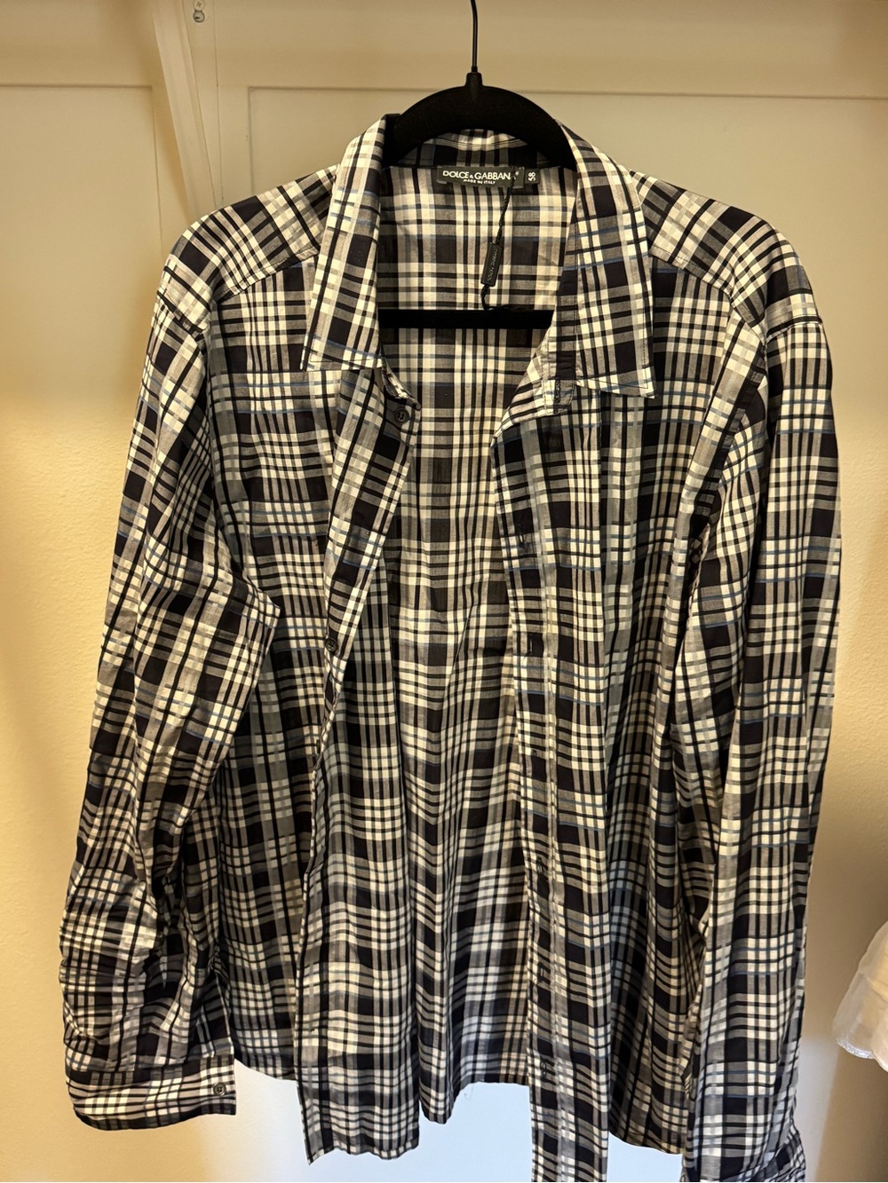 Dolce & Gabbana Black and White Plaid Button-Down Shirt